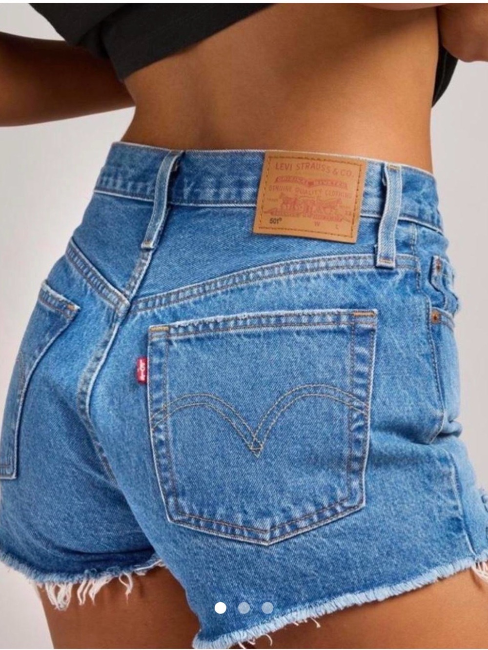 Levi's Medium Blue Denim Frayed Hem Cutoff Shorts